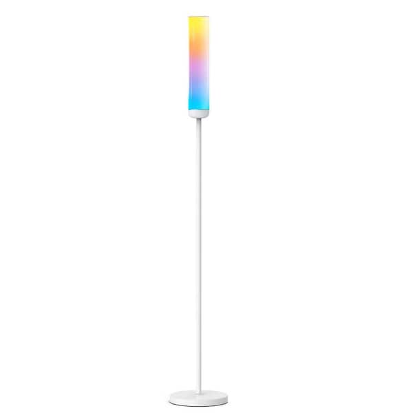 O1 60 in. White Modern LED Smart Dimmable RGBCW Floor Lamp for Living Room with APP Voice Control without Shade