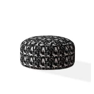 Black Cotton Round Pouf 20 in. x 24 in. x 24 in. Ottoman