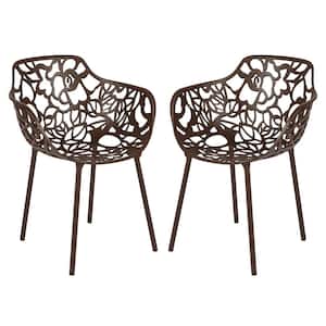 Brown Devon Modern Aluminum Patio Stackable Outdoor Dining Chair (Set of 2)