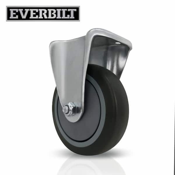Everbilt 5 in. Gray Rubber Like TPR and Steel Rigid Plate Caster with 350 lb. Load Rating