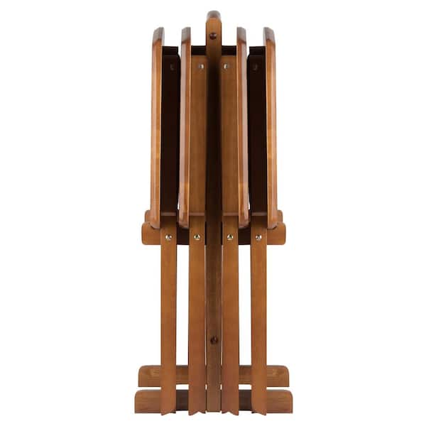 Dylan 23.62 in. Oversize Teak 5-Piece Snack Table