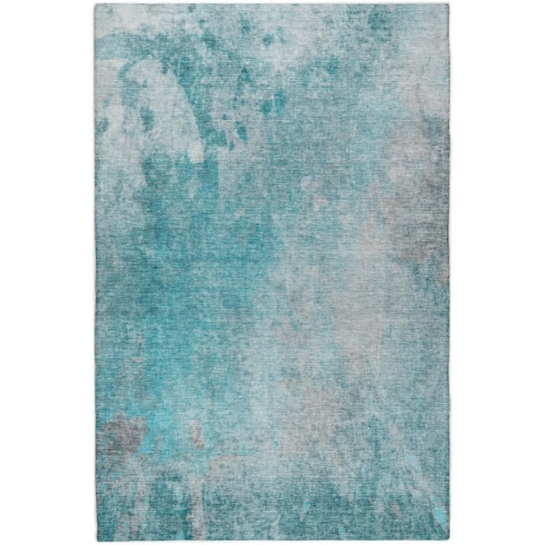 Dream Shag Premium Machine Washable Abstract ADS562 Teal 10 ft. x 14 ft. Area Rug