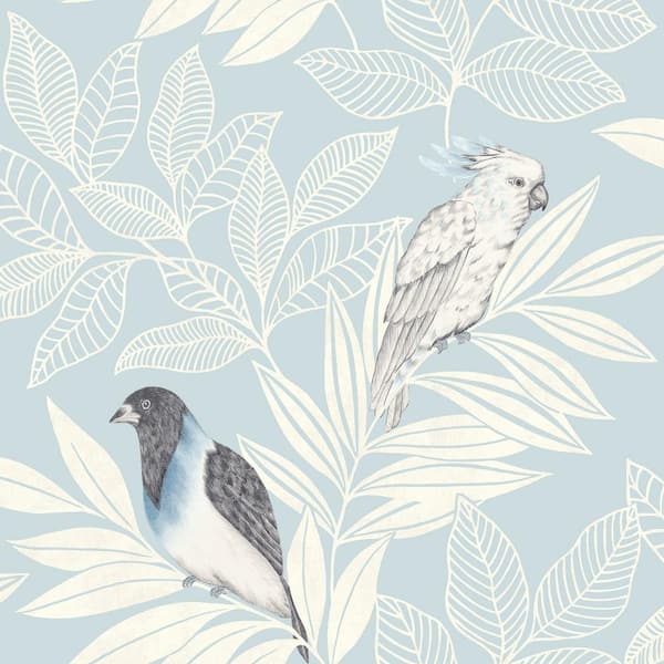Seabrook Designs Paradise Island Birds Blue Oasis and Ivory Bohemian Paper Strippable Roll (Covers 56.05 sq. ft.)
