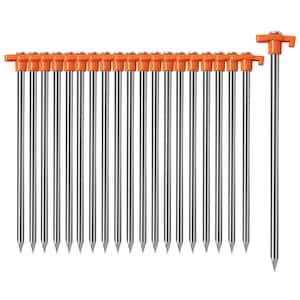 10.25 in. Orange Non-Rust Metal Tent Ground Stakes for Camping, Patio, Garden and Canopie (20-Pack)