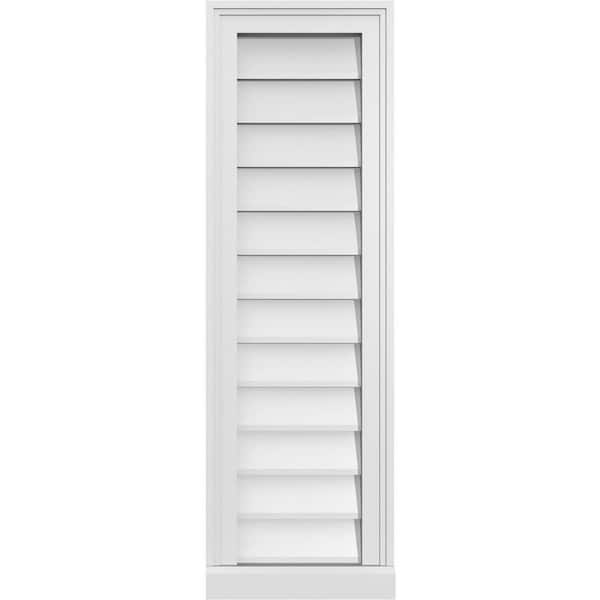 Ekena Millwork 12" x 38" Rectangular White PVC Paintable Gable Louver Vent Non-Functional