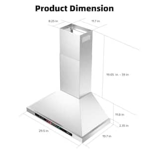 36 in. Convertible Wall Mounted Range Hood in Stainless Steel with 4 Speeds Exhaust Fan, Voice/Gesture/Touch Control