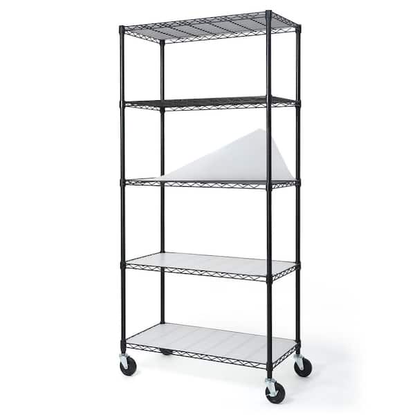 CAPHAUS Black 5-Tier Adjustable Welded Steel Heavy Duty Garage Storage Unit Shelving with Liner (36 in. W x 72 in. H x 18 in. D)
