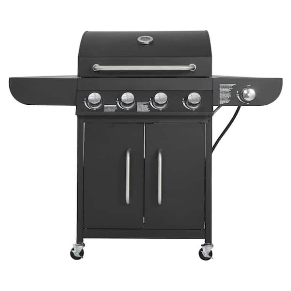 4 Burner Propane Gas Grill with Side Burner, 425 SQ.In Grilling Area, Outdoor 52,000 BTU Patio Garden BBQ Grills