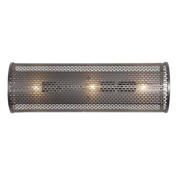 Varaluz Lit-Mesh Test 3-Light New Bronze Bath Vanity Light with Recycled Steel Mesh Shade