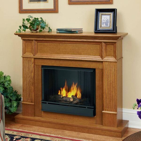 Real Flame Camden 45 in. Convertible Gel Fuel Fireplace in Light Oak