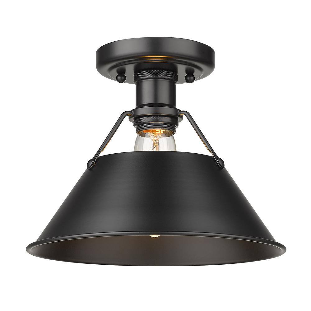 Matte Black Glass Transitional Flush Mount Light