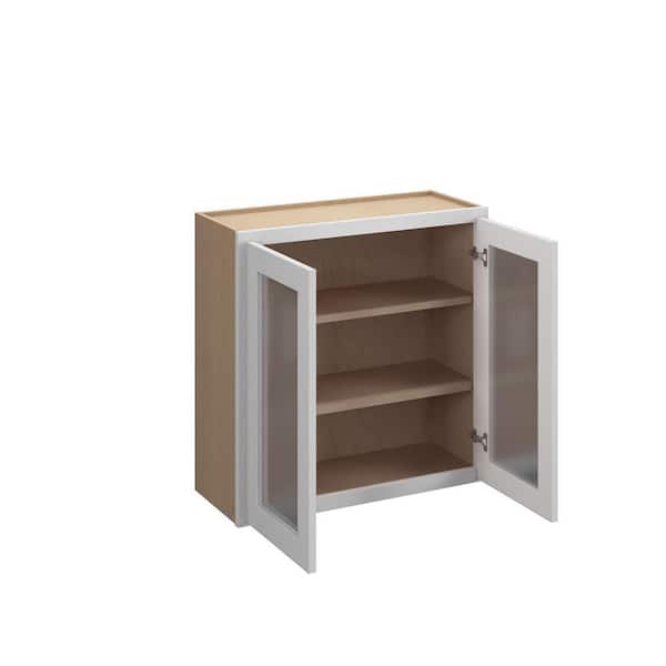 Unbranded Brighton Raised 36 in. W x 36 in. H x 12 in. D in Painted White Plywood Assembled Frosted Glass Wall