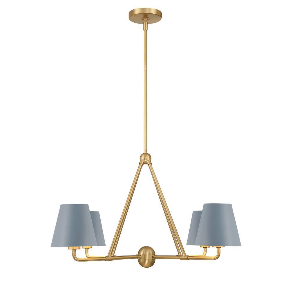 Vibrant Gold and Blue 4-Light Metal Chandelier