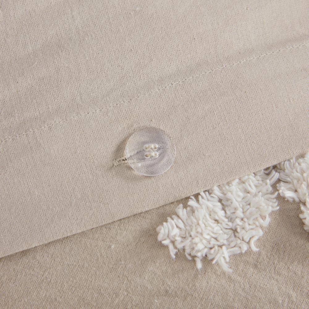 Taupe King/Cal King Tufted Cotton Chenille Damask Duvet Set