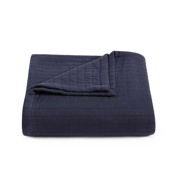 Tommy Hilfiger Essential Weave Navy Blue Cotton Full/Queen Blanket