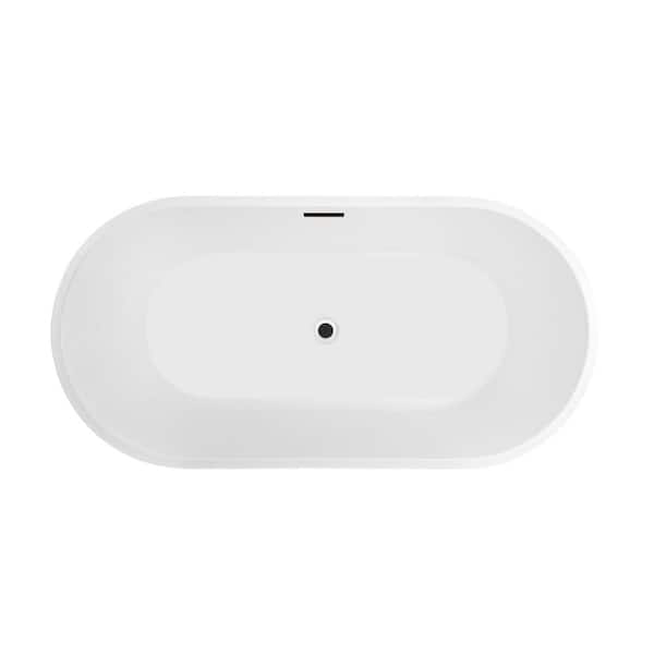 Vanity Art Domme 54 in. Acrylic Flatbottom Freestanding Non-Slip Bathtub in White/Oil Rubbed Bronze