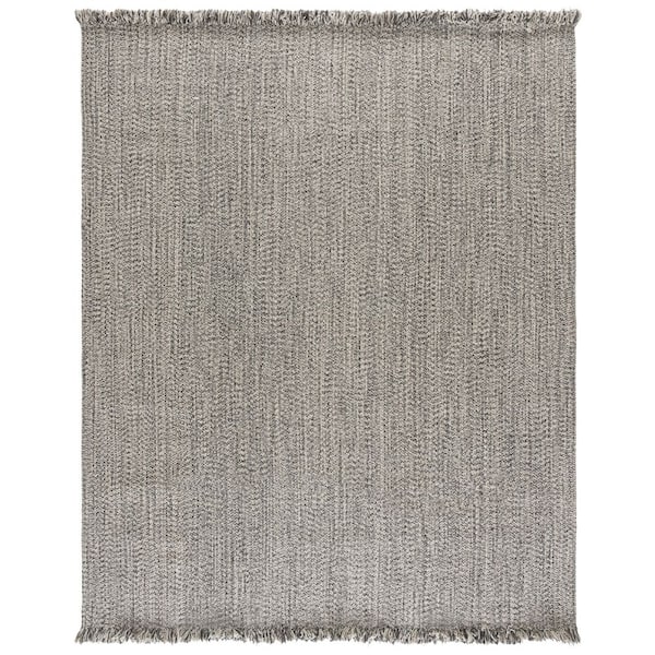 Braided 9 ft. x 12 ft. Gray/Ivory Textured Washable Area Rug