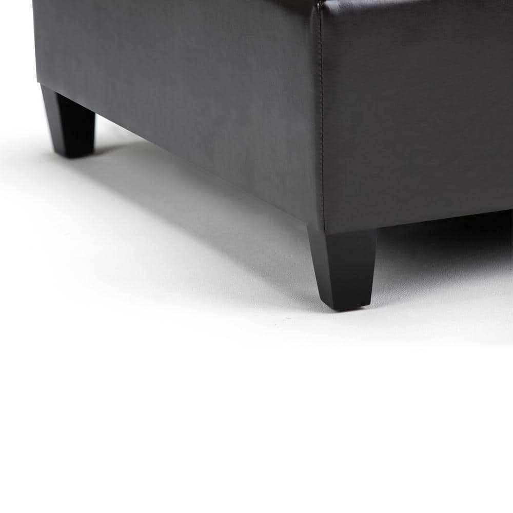 Harrison 36" Tanner's Brown Faux Leather Tufted Cocktail Ottoman