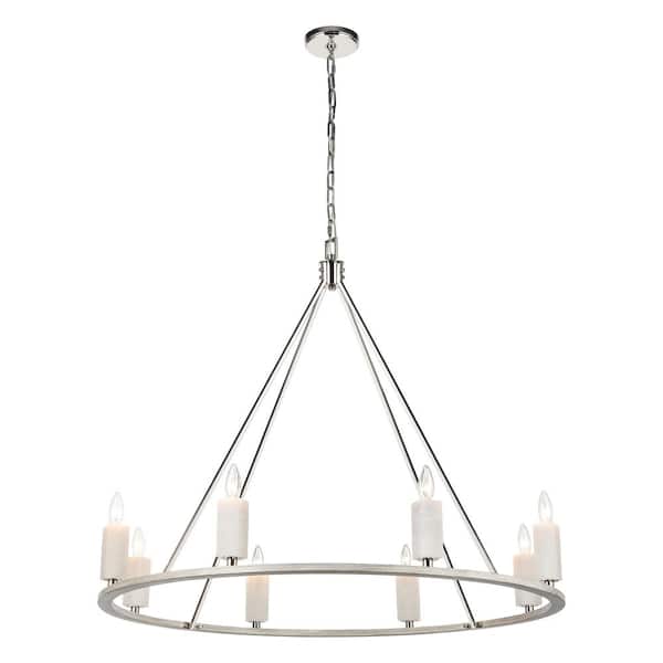 Titan Lighting Belwood 39 in. W 8-Light Polished Nickel Chandelier with No Shades