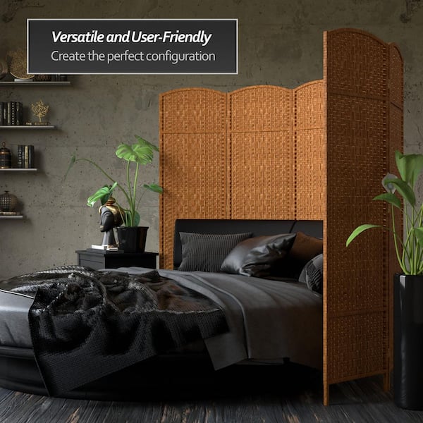 6 ft. Dark Beige 3-Panel Room Divider