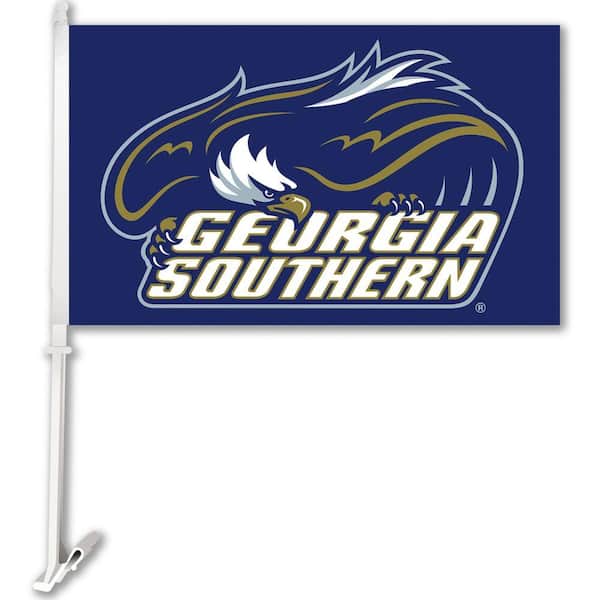 BSI Products NCAA 11 in. x 18 in. Georgia Southern 2-Sided Car Flag with 1-1/2 ft. Plastic Flagpole (Set of 2)