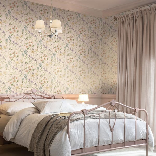 Wild Meadow Chalk Pink Wallpaper Sample