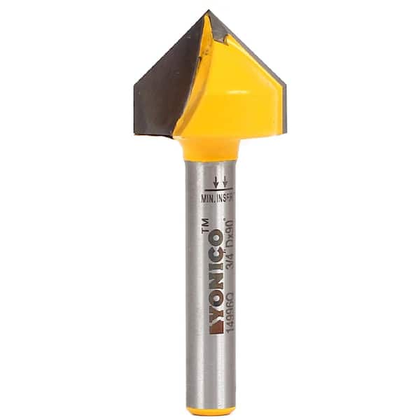 Yonico V Groove 90 Degree 1/4 in. Shank Carbide Tipped Router Bit