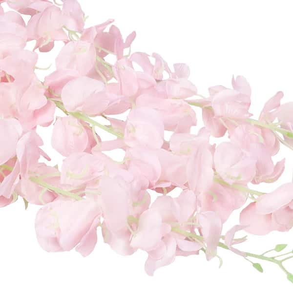 66 in. Light Pink Artificial Hanging Wisteria Flower Stem Spray (Set of 2)