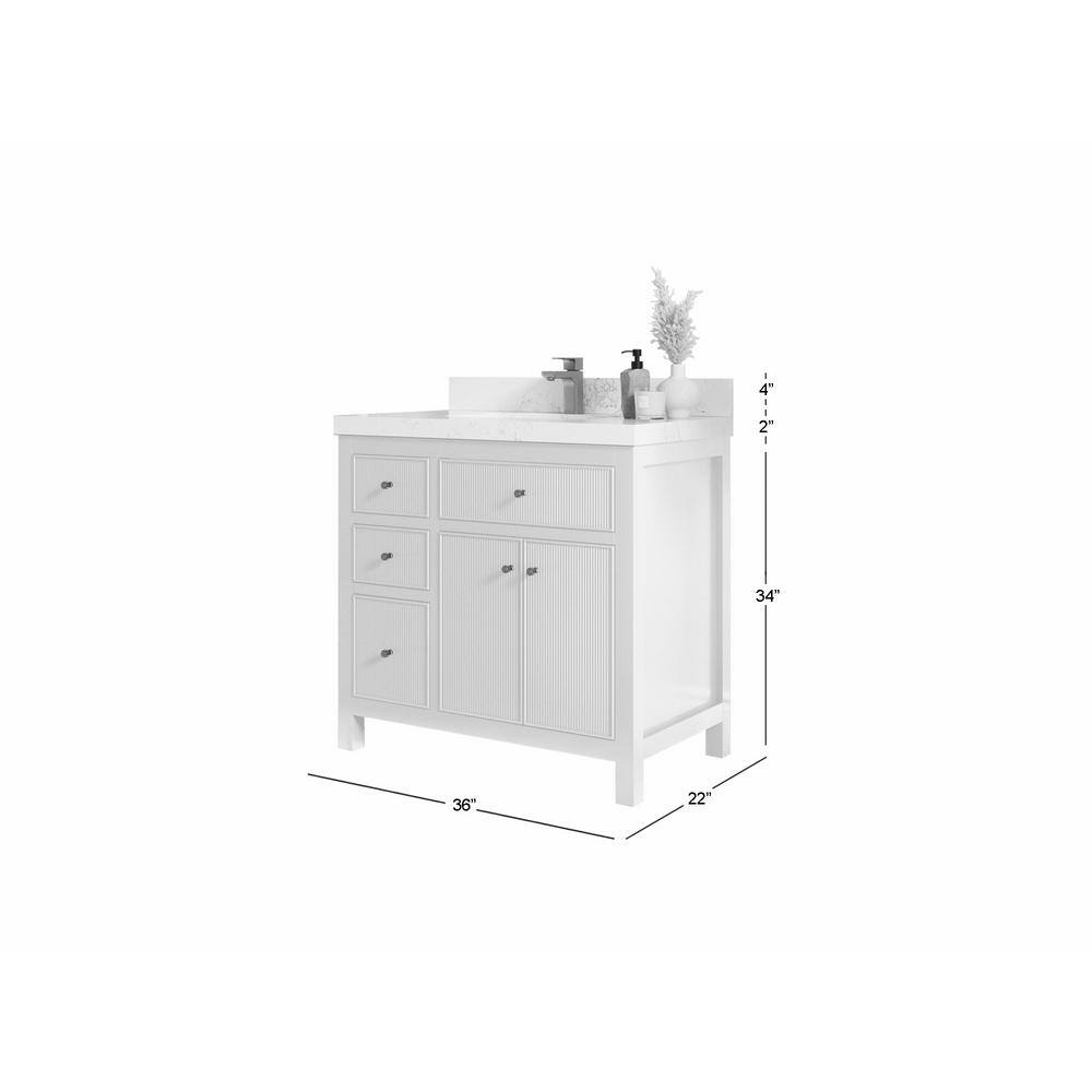 Sonoma 36" Alabaster Freestanding Bathroom Vanity with Quartz Top
