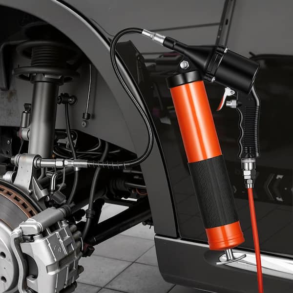 6000 PSI Grease Gun, Heavy Duty Continuous Cycle, 14 oz. Capacity, 18 in. Flex Hose for Automotive Use Repair