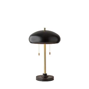 Cap 23 in. Black and Antique Brass Table Lamp