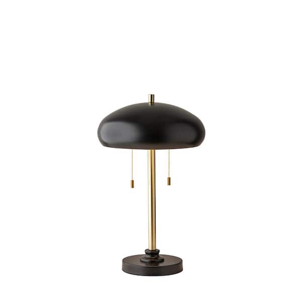 Adesso Cap 23 in. Black and Antique Brass Table Lamp