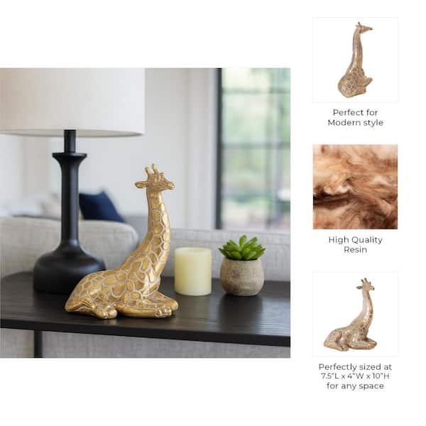 Liv & Skye Gold 8 in. x 10 in. Resin Sitting Giraffe Figurine