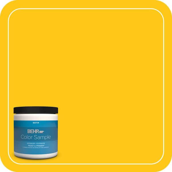 BEHR PREMIUM PLUS 8 oz. #P300-7 Unmellow Yellow Satin Enamel Interior/Exterior Paint & Primer Color Sample
