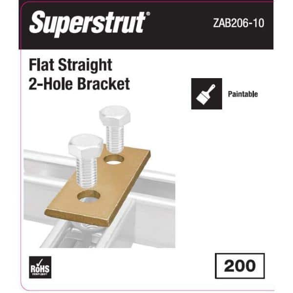 2-Hole Flat Straight Strut Bracket - Gold Galvanized (Strut Fitting) (ZAB206-10)