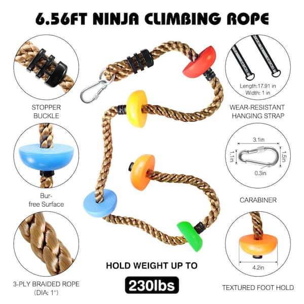 12-Pack Ninja Tree Climbing Holds with Swing, 230 lb. Capacity