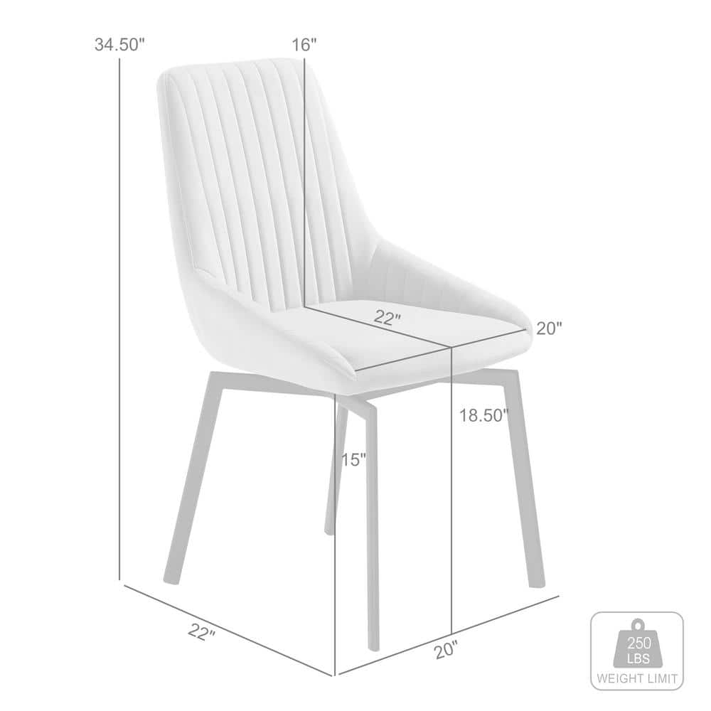 Gray Upholstered Swivel Parsons Side Chair with Metal Legs