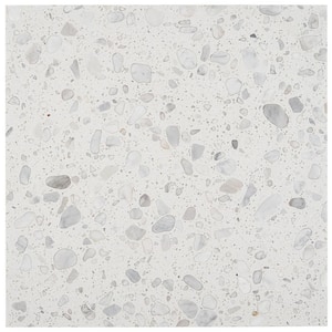 Terra Italia Bianco 4 in. x 0.47 in. Honed Marble Terrazzo Floor and Wall Tile Sample