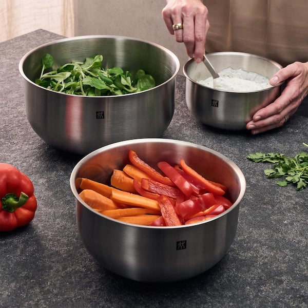ZWILLING Prep 3-Pieces Brushed Stainless Steel Nesting Bowls Set