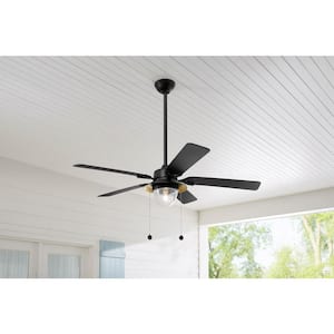 Hanahan 52 in. LED Textured Black Ceiling Fan with Light Kit Works with Google Assistant and Alexa