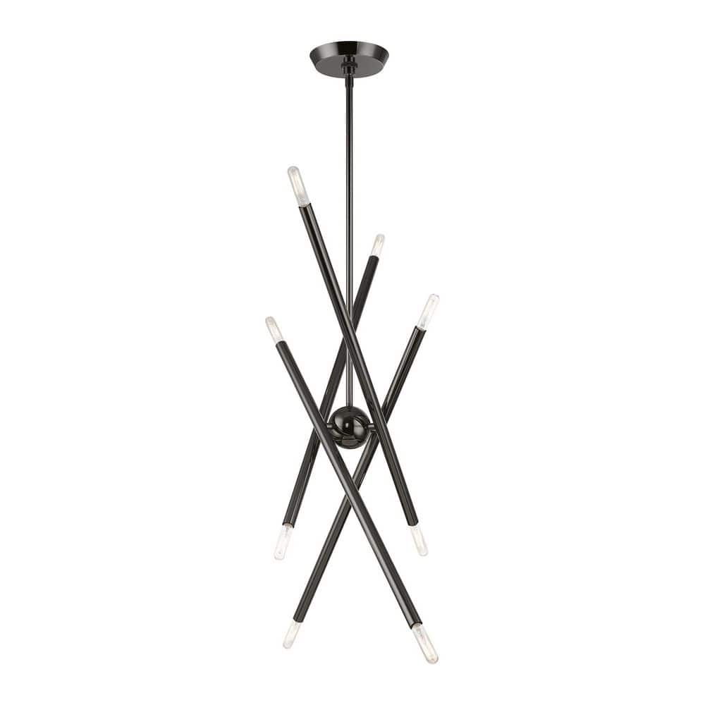 Soho Organic Asymmetrical 8-Light Black Chrome Chandelier