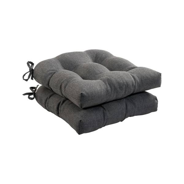 HAVEN WAY 19 in. x 19 in. 1-Piece Universal Outdoor Tufted Dining Chair Cushion in Charcoal (2-Pack)