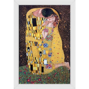 The Kiss (Full View) By Gustav Klimt Gallery White Framed People Oil Painting Art Print 28 in. x 40 in.