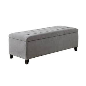 Sasha Grey Tufted Top Storage Bench 18.5 in. H x 49 in. W x 19.25 in. D