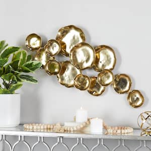 39 in. x  17 in. Aluminum Metal Gold Plate Wall Decor with Uneven Edges