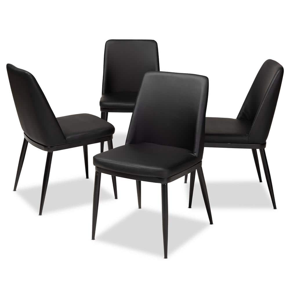 Baxton Studio Darcell Black Faux Leather Upholstered Dining Chair