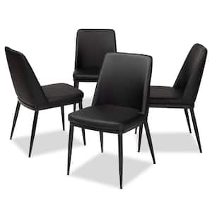 Darcell Black Faux Leather Upholstered Dining Chair (Set of 4)