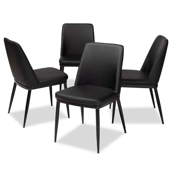 Baxton Studio Darcell Black Faux Leather Upholstered Dining Chair (Set of 4)