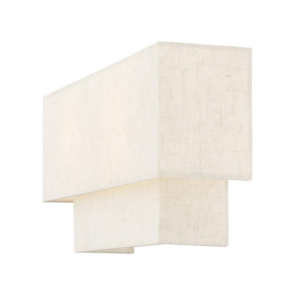 English Bronze Dimmable 2-Light Sconce with Fabric Shade