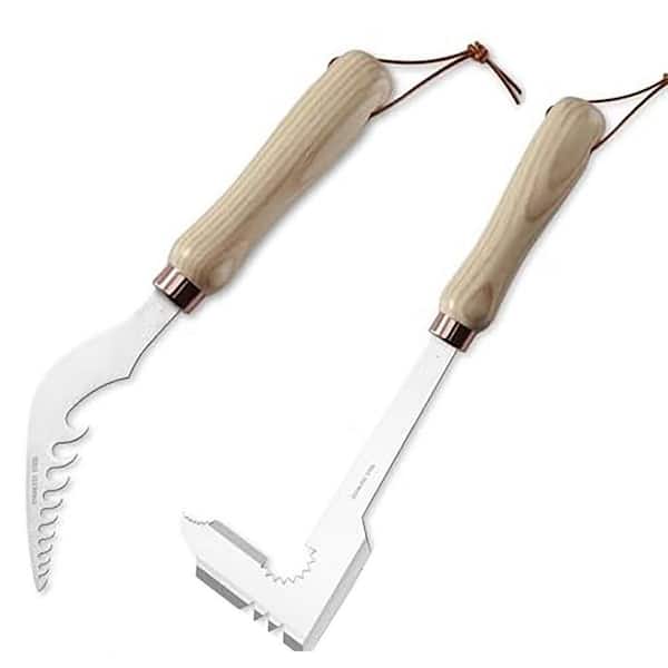 12.5 in. Weeder Set with Heat Treated Steel Ash Wood Ergonomic Handles for Garden Lawn 2 Pack Effective Roots Removal